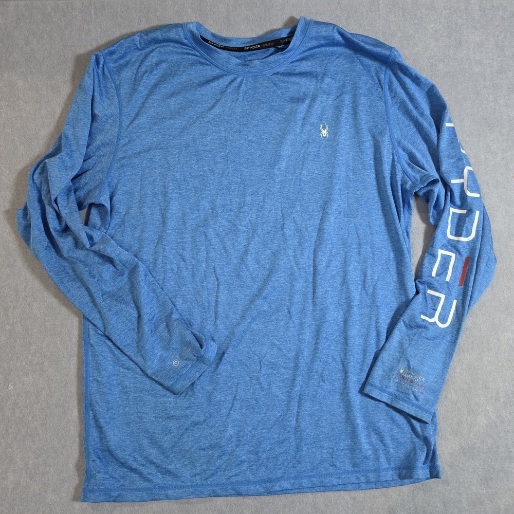 Spyder Rash Guard Long Sleeve Active Shirt. Outdoor Swim Beach. Blue Size Medium